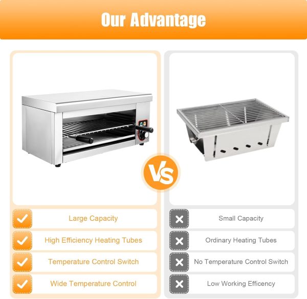 1500W Commercial Salamander Broiler Nwkxnrt Steel Cheese Melter-3