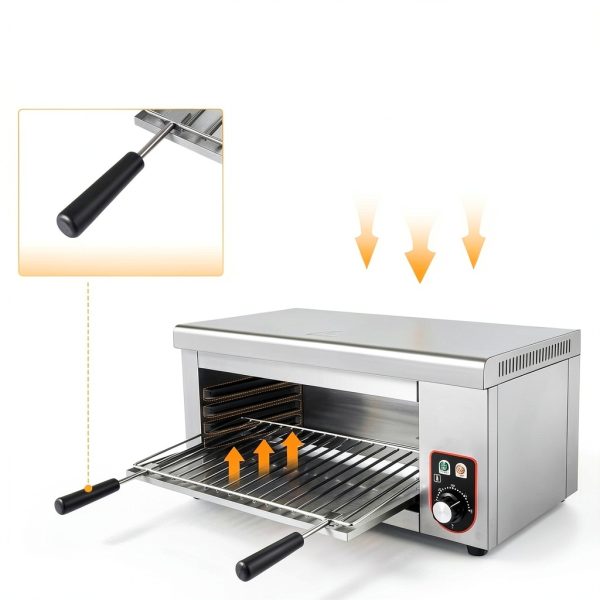 Electric Cheese Melter Cheesemelter Grill, 1500W Commercial Countertop Salamander Broiler, Cheesemelter Broiler Stainless Steel Toaster Oven, Melt Cheese, Toast Sandwiches, Grill Steaks-5