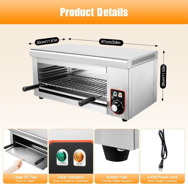 1500W Commercial Salamander Broiler Nwkxnrt Steel Cheese Melter-5