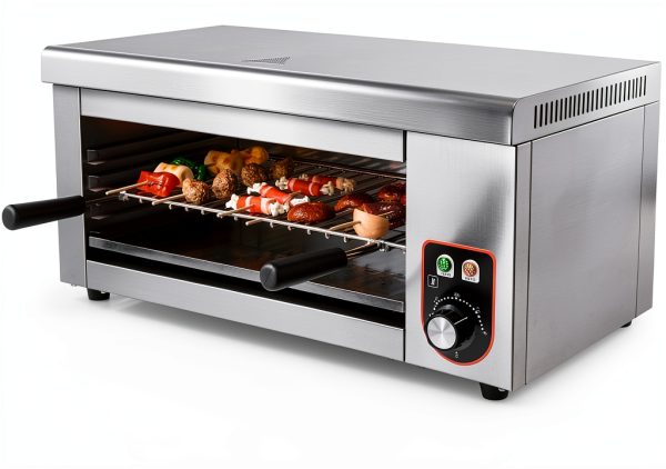 Electric Cheese Melter 1500W Commercial Salamander Broiler Stainless Steel Steak Broiler 120-570°F Time Temperature Adjustable for Beef Chicken Vegetables 110V US-0