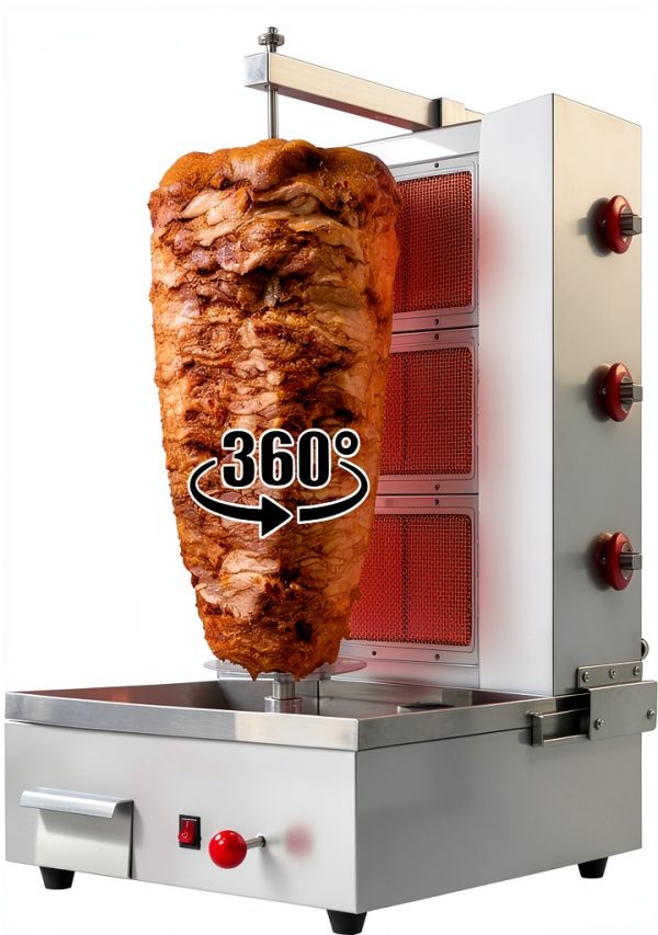Shawarma Machine Li Zhen 3-Burner Gyro Grill, Silver 41.9 lbs-7