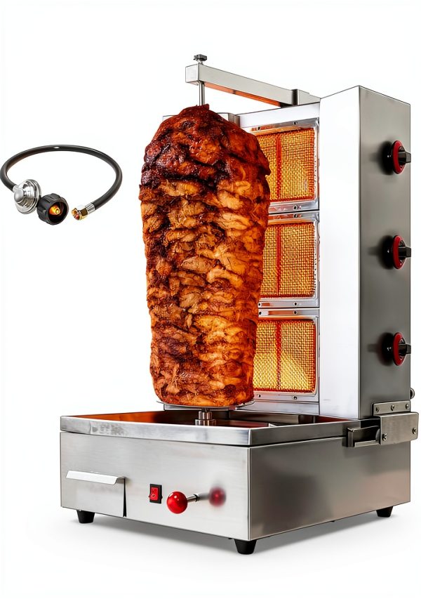 Shawarma Machine Li Zhen 3-Burner Gyro Grill, Silver 41.9 lbs-8