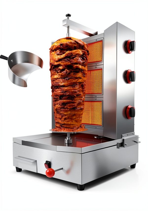 Shawarma Grill Machine Gas Broiler BNDHKR 3-Burner with Grease Tray-0