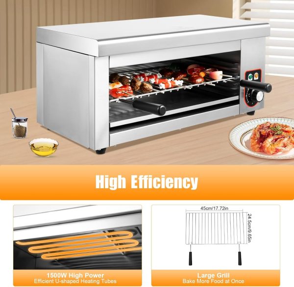 1500W Commercial Salamander Broiler Nwkxnrt Steel Cheese Melter-2