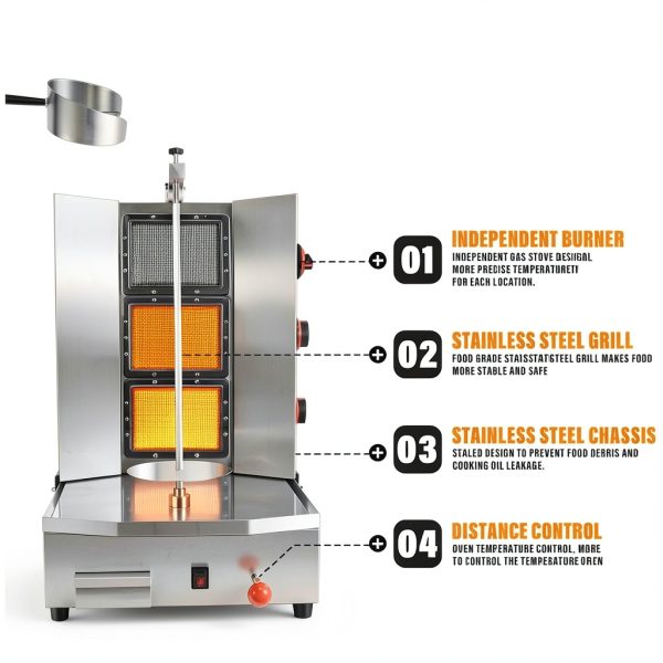 Shawarma Grill Machine Gas Broiler BNDHKR 3-Burner with Grease Tray-3