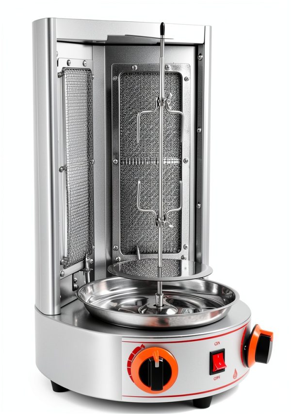 Gas Shawarma Machine Countertop Rotating Doner Kebab Oven Broiler Gyro Maker 360° Rotating Vertical Broiler With 2 Burners, 3000w Efficient Heating For Home/Outdoor Bbq, Kebab/Doner/Grill-0