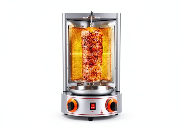 Gas Shawarma Machine Countertop Rotating Doner Kebab Oven Broiler Gyro Maker 360° Rotating Vertical Broiler With 2 Burners, 3000w Efficient Heating For Home/Outdoor Bbq, Kebab/Doner/Grill-1